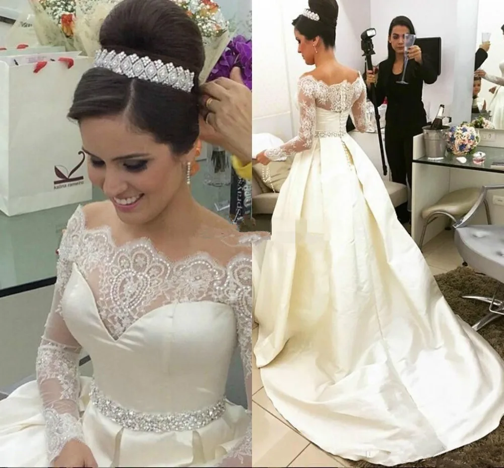 ivory-a-line-wedding-dresses-lace-beaded-off-the-shoulder-sheer-long-sleeves-bridal-gowns-back-covered-buttons-satin-sweep-train-vestidos_