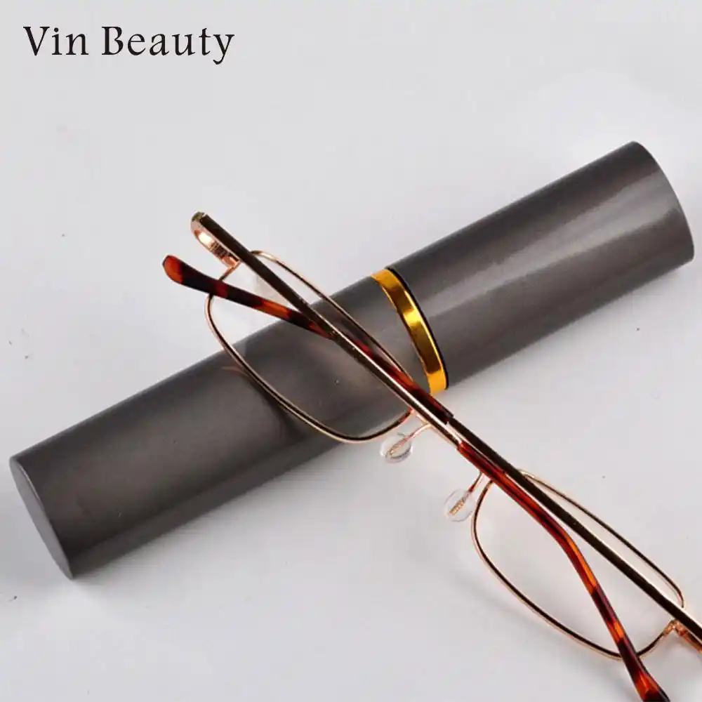 Unisex Reading Glasses with Random Color Metal Tube Case Men Women