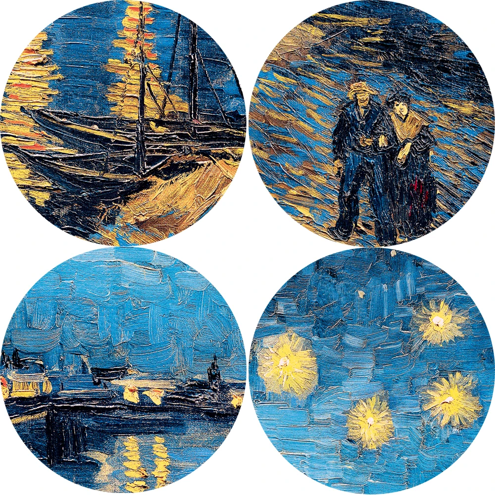 Pinturas en lienzo de la noche estrellada de Van Gogh, réplica en la pared, imágenes en lienzo de noche estrellada impresiva para sala de estar, Cuadros - Imagen 5