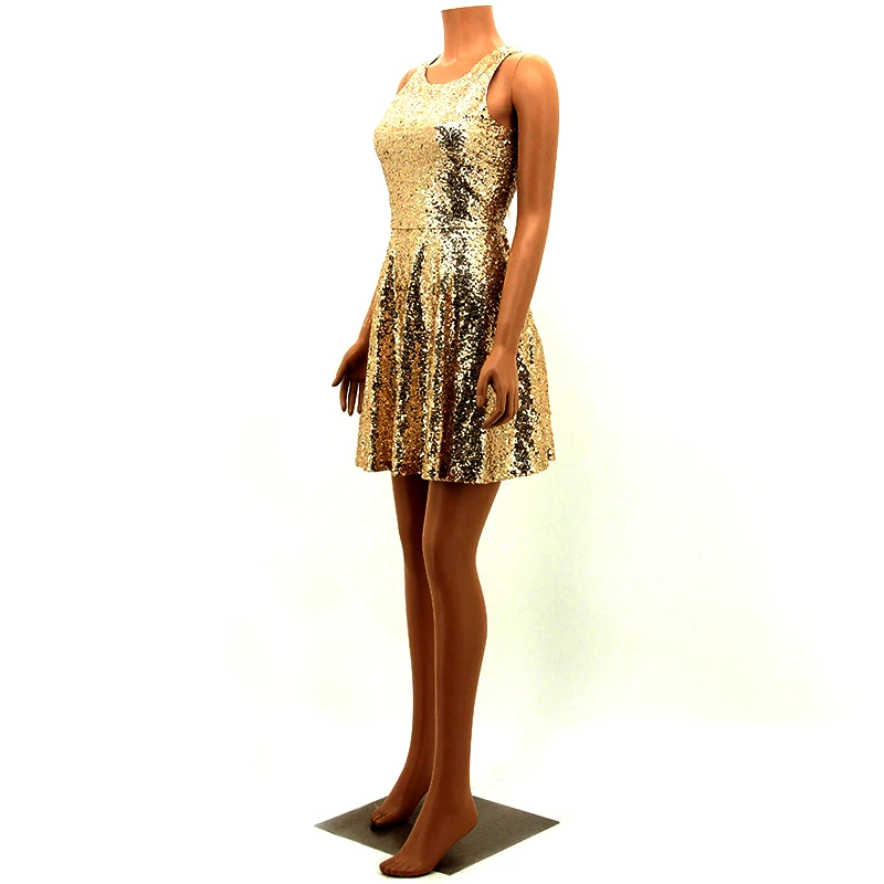 Gold Sequin Backless Party Dress