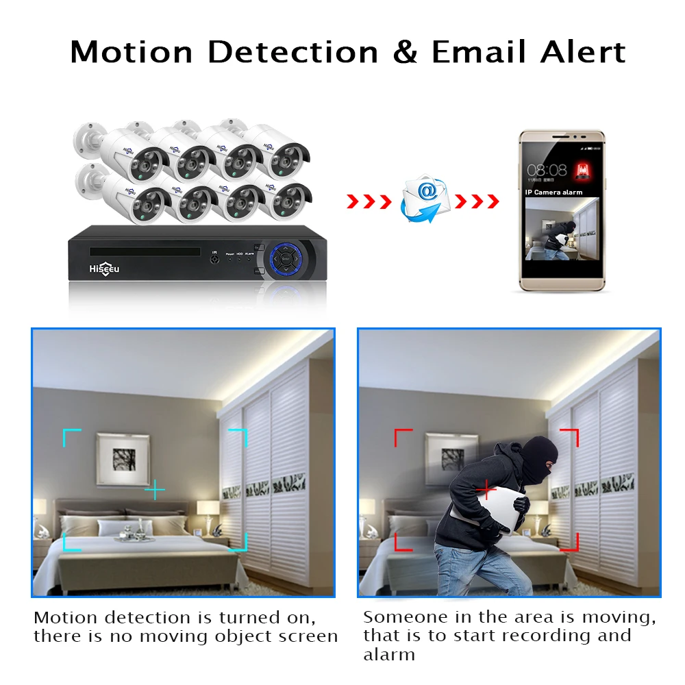 Hiseeu H.265 8CH 4MP POE Security Camera System Kit Audio Record IP Camera IR Outdoor Waterproof CC