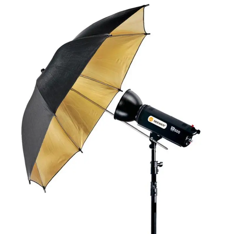 

Gizcam Photo Studio Photography Speedlite Flash Reflector 33'' Reflective Umbrella Black Gold Flash Diffuser