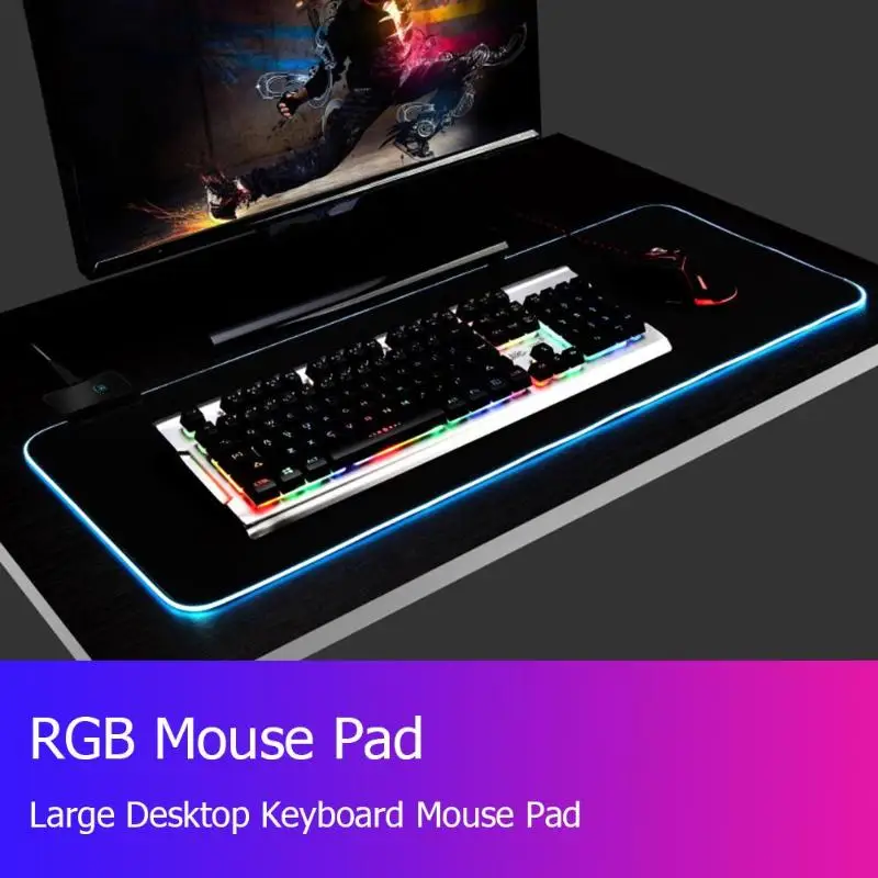 

Large LED RGB Mouse Pad Rubber Lighting Gaming Mousepad Desktops Mice Mat