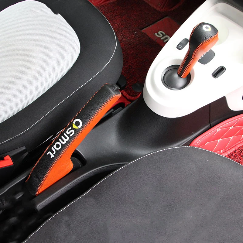 

Hand-stitched leather shift Handbrake cover for new Smart Fortwo Forfour 453 gear knob car interior trim accessories