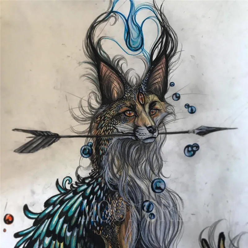 

5D Diy Diamond Painting Cross Stitch Fox With An Arrow In His Mouth 3D Diamond Embroidery Full Round Mosaic Decoration Resin Kit