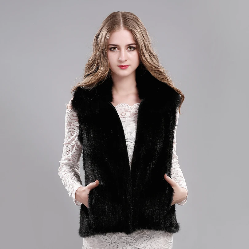 Pardessus 100 Tricoté Veste Femmes Grande Sans Lady Taille Naturelle Fourrure En Vison Véritable De Femme 01 Manches Gilet Manteau 8OSdq8w