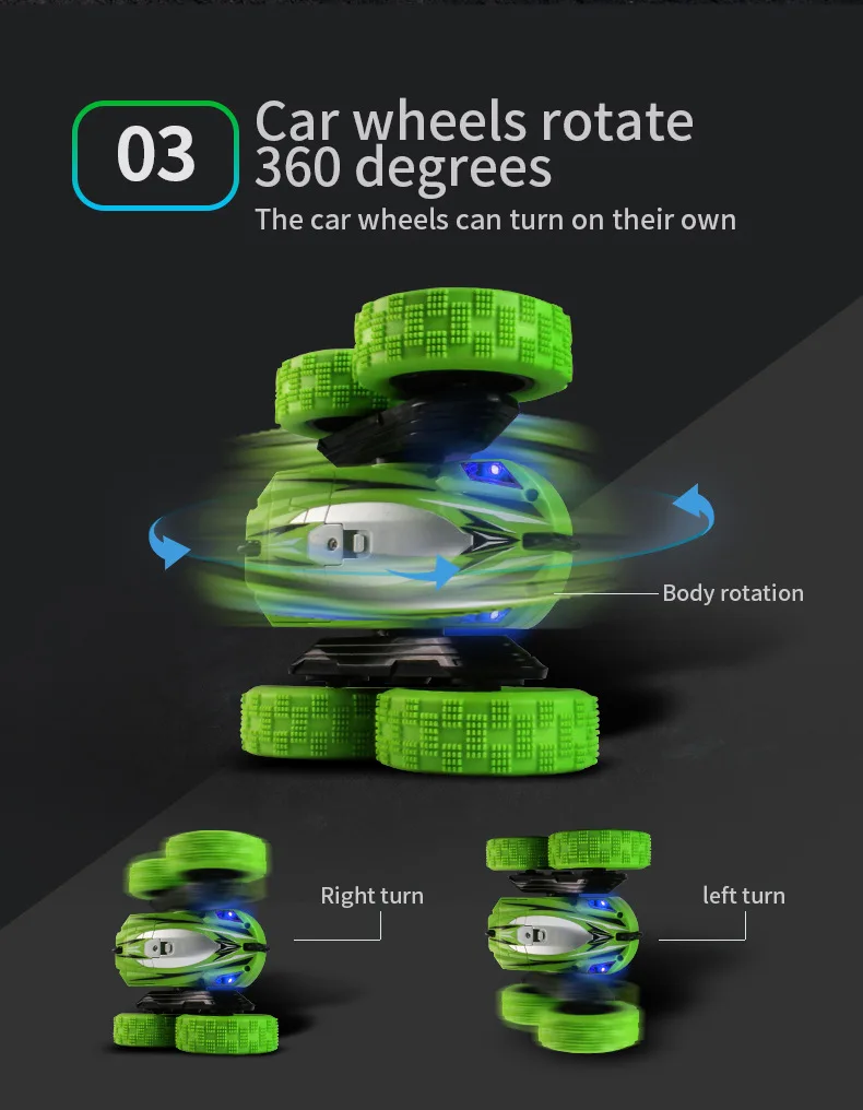 Uttora дистанционного Управление автомобили трюк Rc автомобиль Высокое Скорость мигающий 3D флип-зеленый и синий Карро Управление e дистанционного управления игрушки для детей