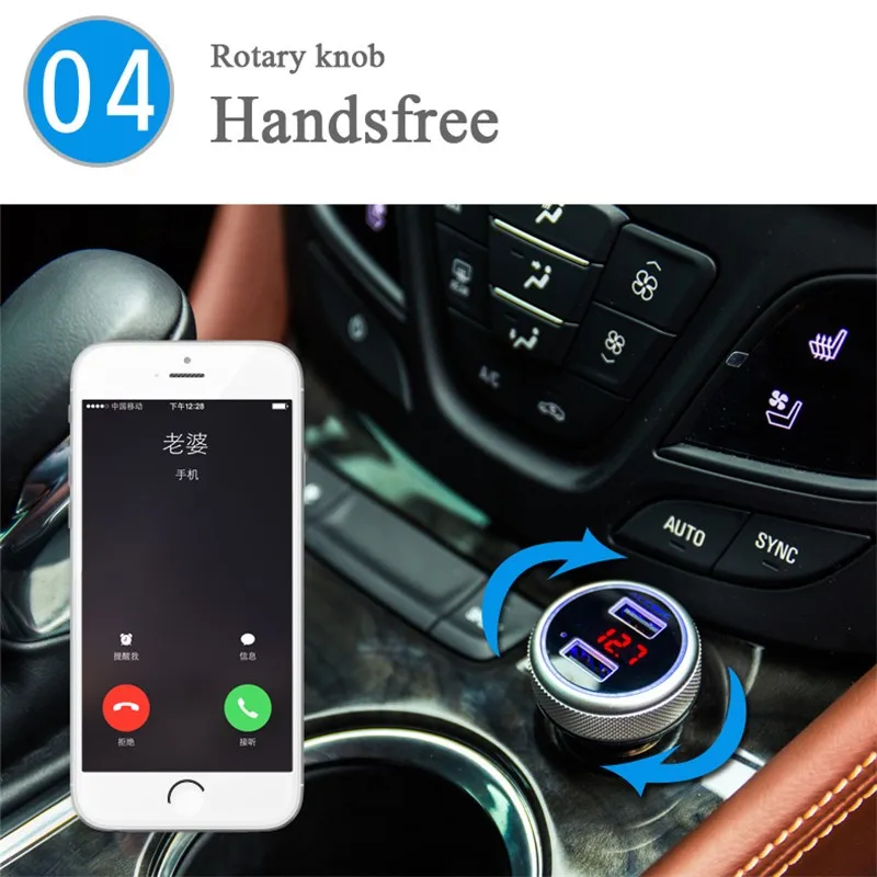 Bluetooth fm-передатчик Автомобильный MP3-плеер монитор напряжения громкой связи быстрое автомобильное зарядное устройство адаптер двойной USB порт
