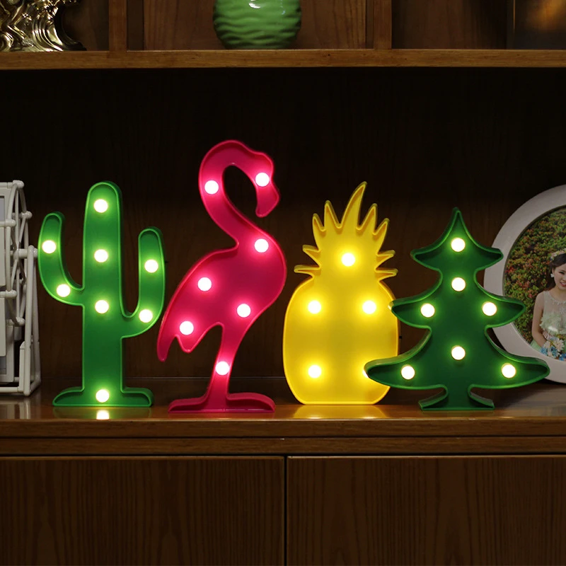 

Flamingo Led Night Light Cartoon Unicorn Head Pineaapple Lantern Christmas Wedding Decoration Tropical Party supplies For gifts