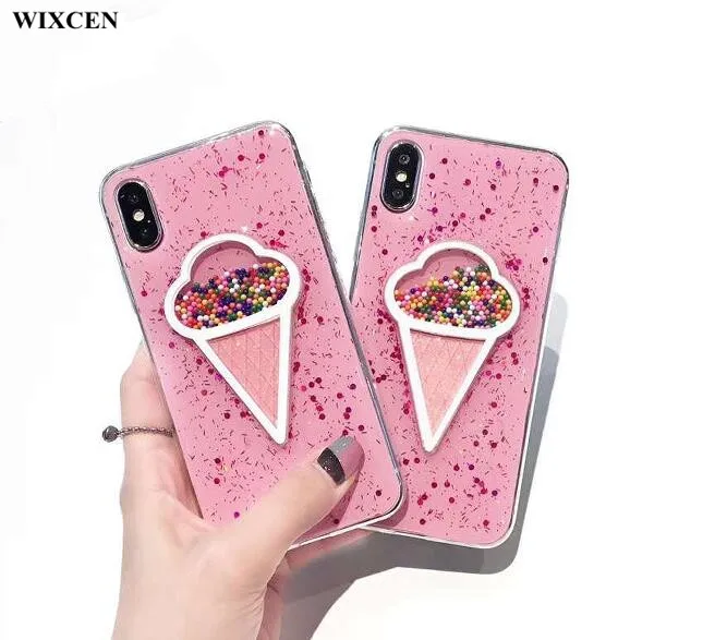 Чехол для телефона Wixcen Pink Liquid Ice Cream мягкий Блестящий силиконовый чехол из ТПУ Iphone
