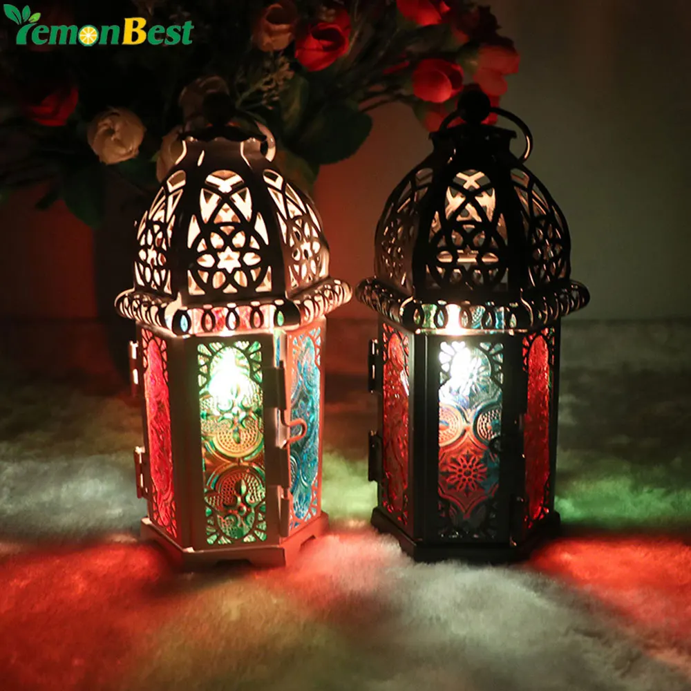 

Vintage Moroccan Decor Lanterns Hollow Candlestick Candle Holder Windproof Lantern Candle Holders For Wedding Home Decoration