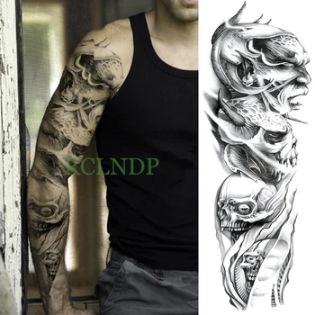 

Waterproof Temporary Tattoo Sticker skull head full arm fake tatto flash tatoo sleeve large size tatouage for men women lady