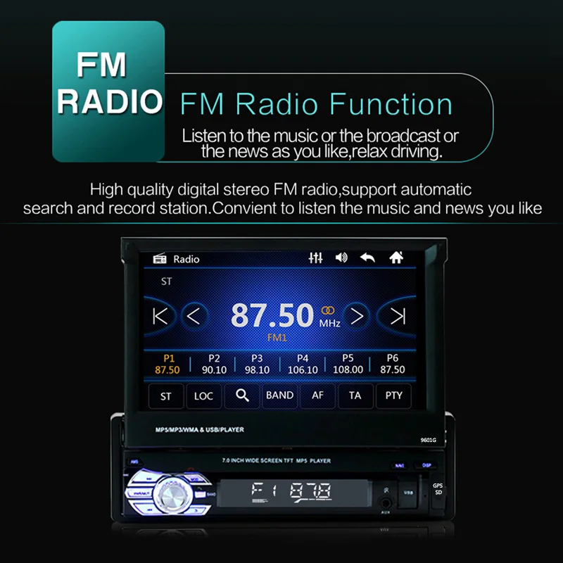 Выдвижной Автомобильный Радио MP5 MP4 плеер gps Bluetooth Стерео FM USB TF AUX 1 DIN 7 дюймов кассета Зеркало Ссылка сенсорный экран