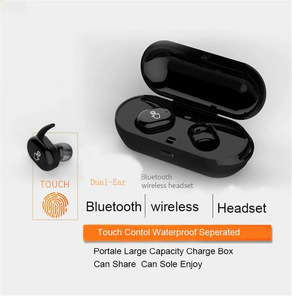 

Sports Earbuds wireless bluetooth headset waterproof Bluetooth 5.0 earphone with touch control for iphone/xiaomi android phones