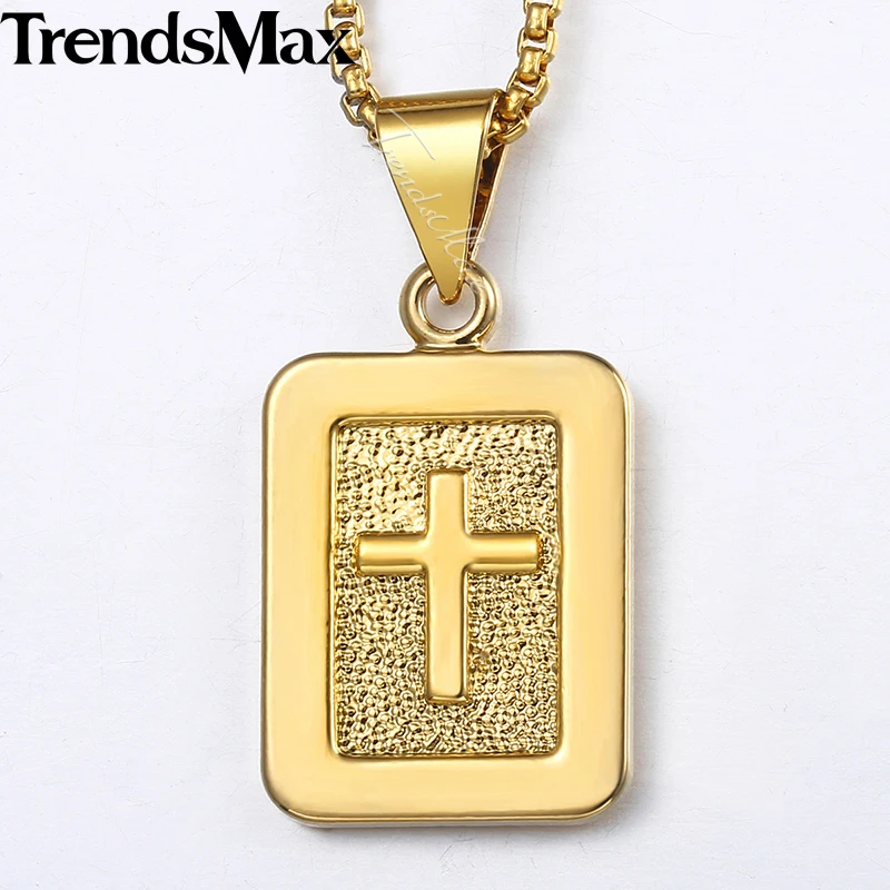 Trendsmax крест подвески для женщин мужчин Кристиан резные Dog Tag s золотые религиозная