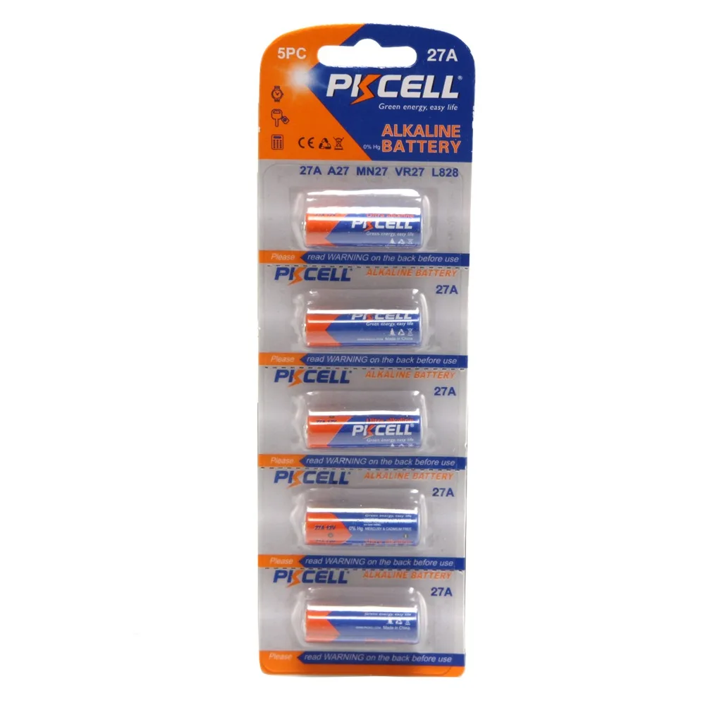 

5pcs/1pack Pkcell 27A/MN27/GP27A/L828/A27 12V Battery NEW Alkaline Single Use Batteries For Doorbell Remote