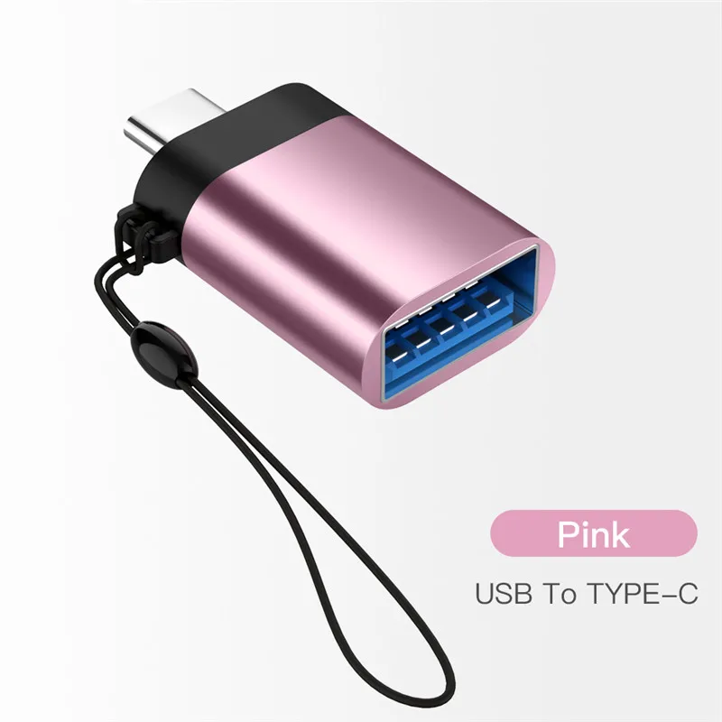 Type C OTG адаптер USB C штекер USB 3,0 Женский Синхронизация данных USB-C кабель type-C для Xiaomi huawei samsung Мышь Клавиатура - Цвет: Pink with Sring