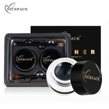 Водостойкий Полный крем-подводка для глаз с защитой от пятен Косметика с набор кистей для макияжа глаз Подводка для глаз набор 2 в 1 коричневый+ черный