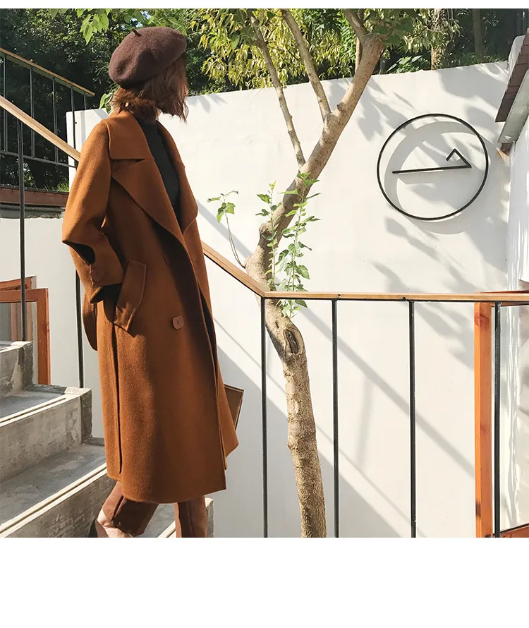 KMETRAM 2019 новое осенне-зимнее модное женское 100% двухстороннее кашемировое пальто тонкое зимнее пальто женское Шерстяное Пальто ручной