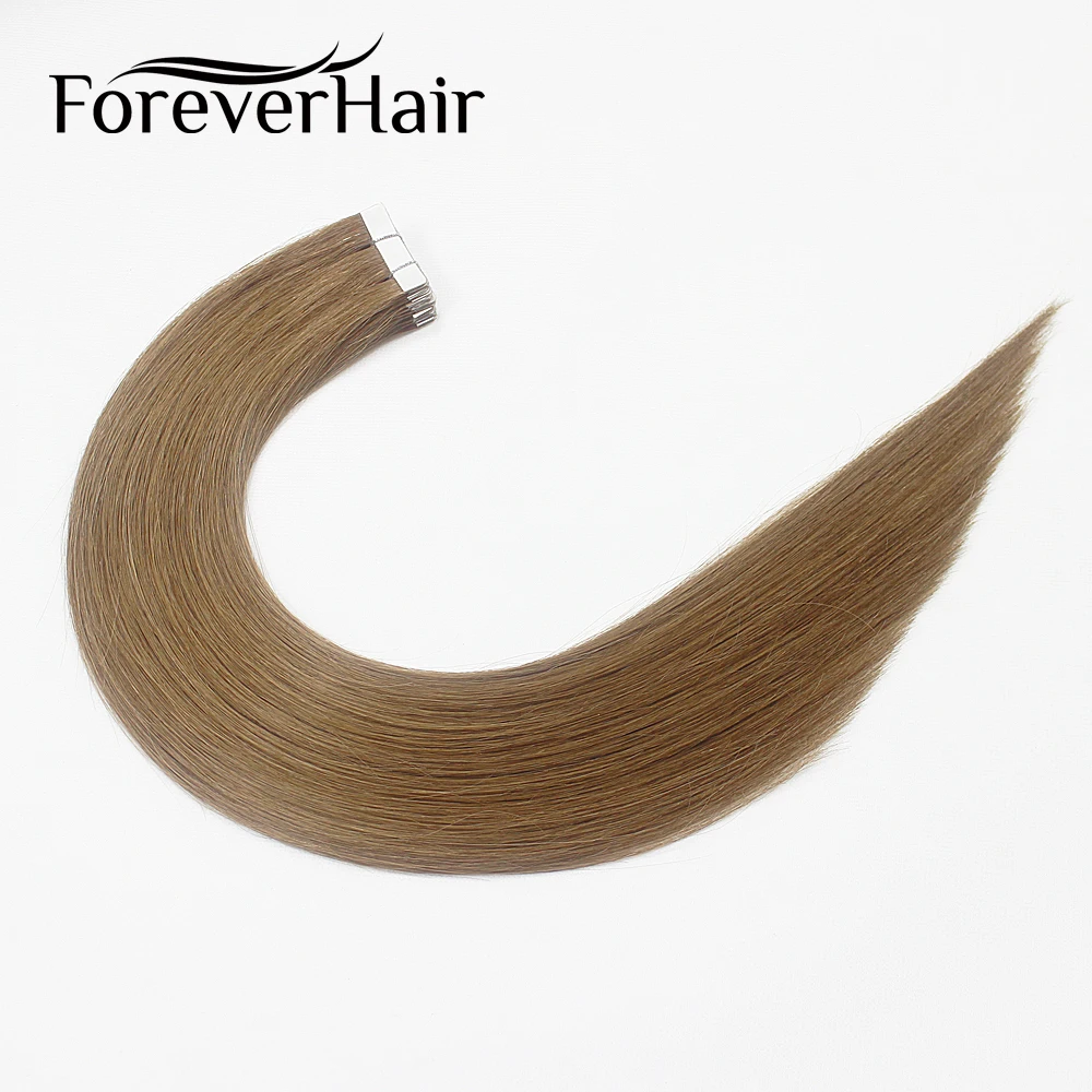 

FOREVER HAIR 2.0g/pc 18" Remy Tape In Human Hair Extension Brown 8# 20pcs/pack Top Grade Seamless Skin Weft Hair Extension 20pcs