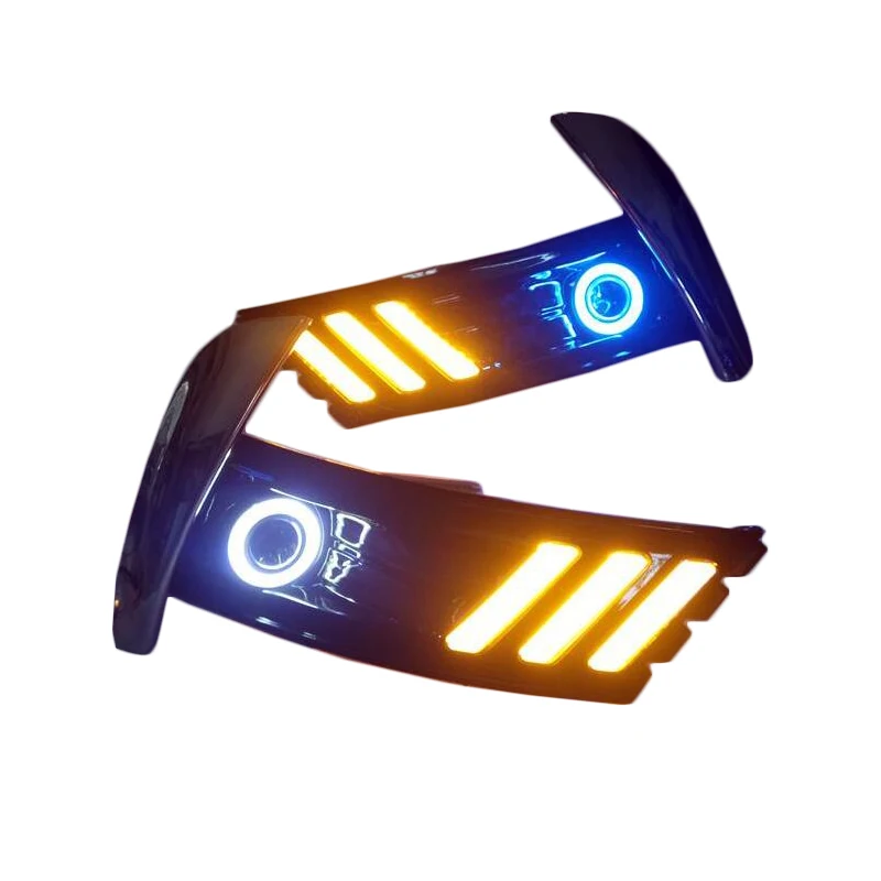 

For Toyota Corolla 2017 2018 Led Daytime Running Lights 12V ABS DRL Yellow Turn Signal Lights With Blue Angel Eyes