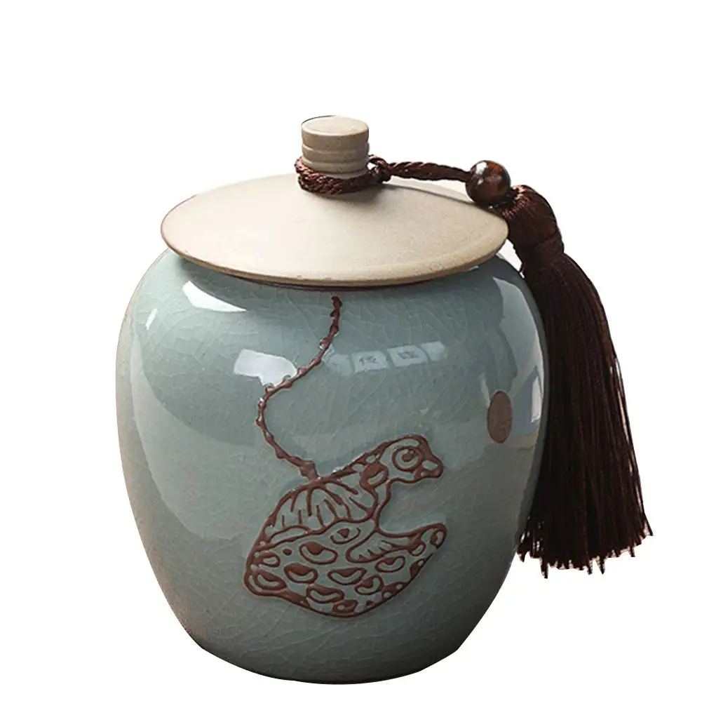

Pet Urn for Memorials - Small - Holds Up to 30 Cubic Inches of Ashes - Ice Crack Glaze Pet Cremation Urn for Ashes