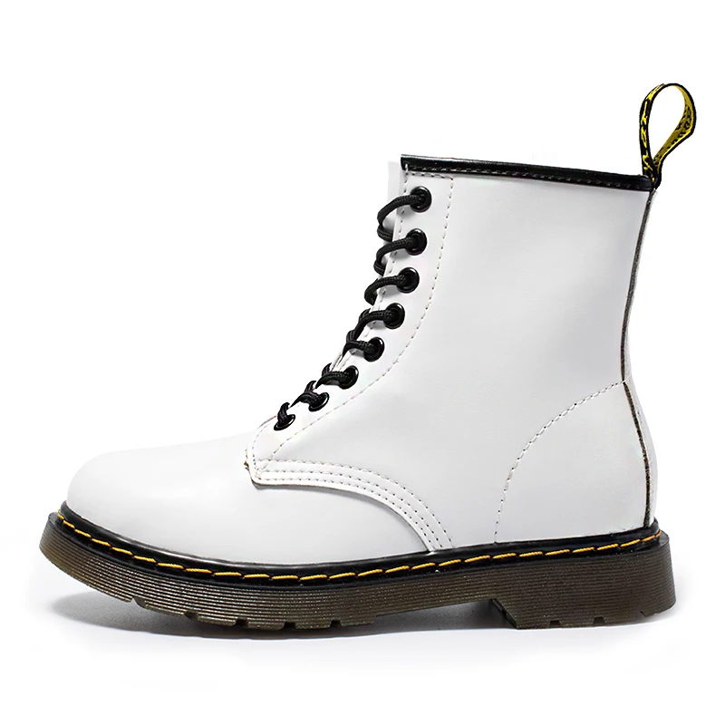 Г. Новые брендовые кожаные ботильоны осенне-зимние женские мужские ботинки белые мотоциклетные ботинки уличные рабочие зимние ботинки мужская обувь