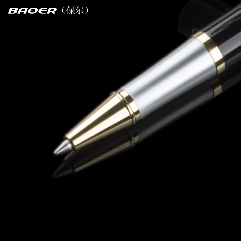 Роскошная черная 0 5 мм металлическая шариковая ручка Baoer 801 Золотая клипса