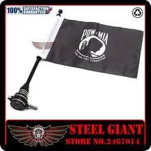 Motocycle Rear Side Mount Luggage Rack Vertical Flag Pole American Flagpole Mount and Flag (POW MIA)&Pro Pad Marine Corps
