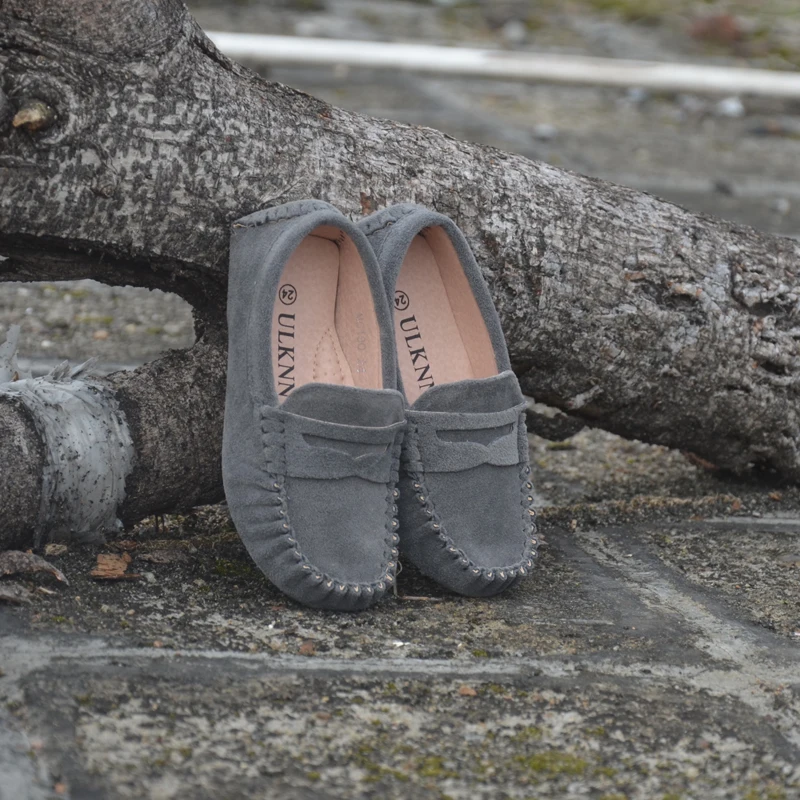 Kids Shoes Leather Fur Shoes For Girls 4 Colors Large Size New Fashion Children Peas Casual Boys Walking High Quality