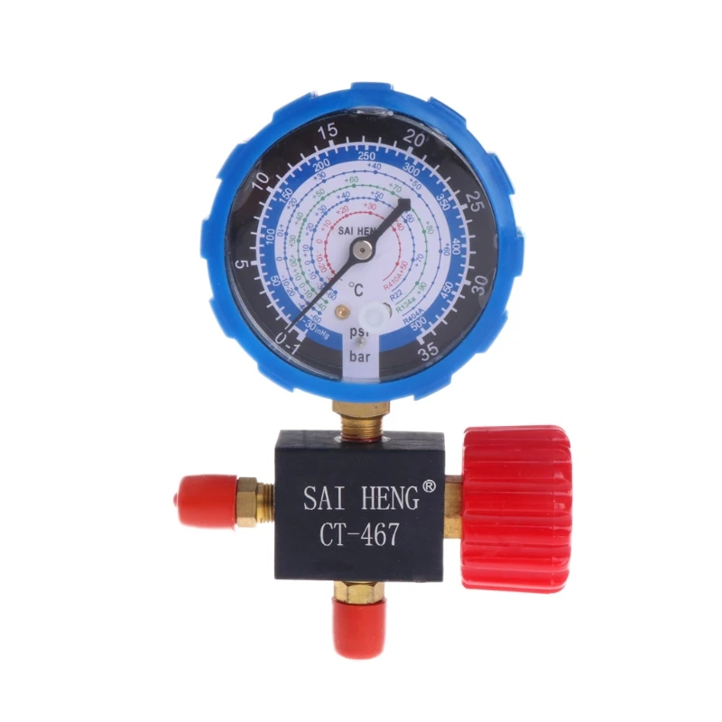 

OOTDTY Air Conditioner Three-Way Single Manifold Gauge Valve R134A R404A R22 R410A