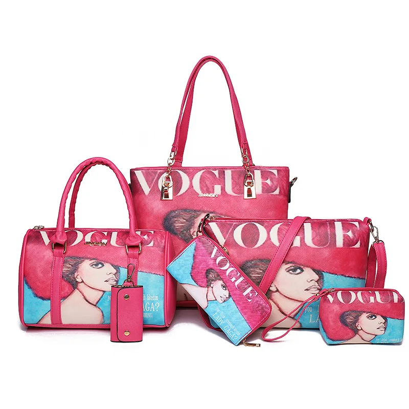 

Ougger Medium Women Shoulder Handbags Crossbody Bags Japan and Korean Style Red PU Composite Bag with Cartoon Printing for Party