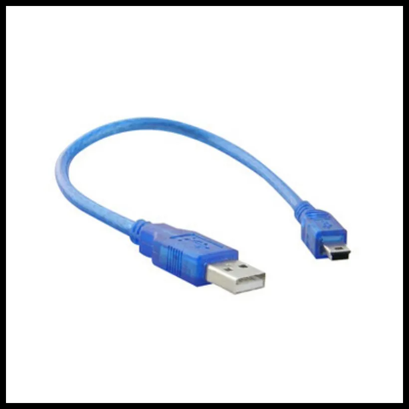 Freeshipping Blue 0.3m mini USB cable 30cm USB 2.0 A Male to Mini 5 Pin