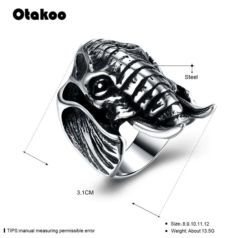 Мужское и женское Винтажное кольцо Otakoo серебряное в стиле панк из нержавеющей