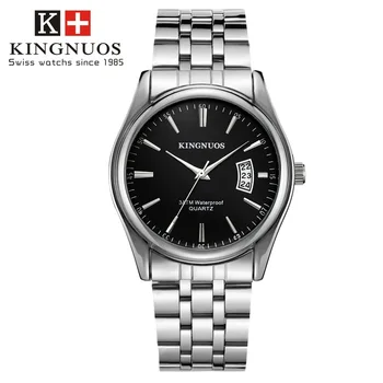 

Kingnuos Men's Watches Stainless Steel Band Analog Quartz Wristwatch Luxury Watch Men clock male reloj hombre Relogio Masculino