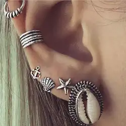 Морская звезда SHELL ЯКОРЬ старинные серьги-гвоздики ASOS Set Fashion Jewelry Женщины коты серьги oorbellen букле d'oreille