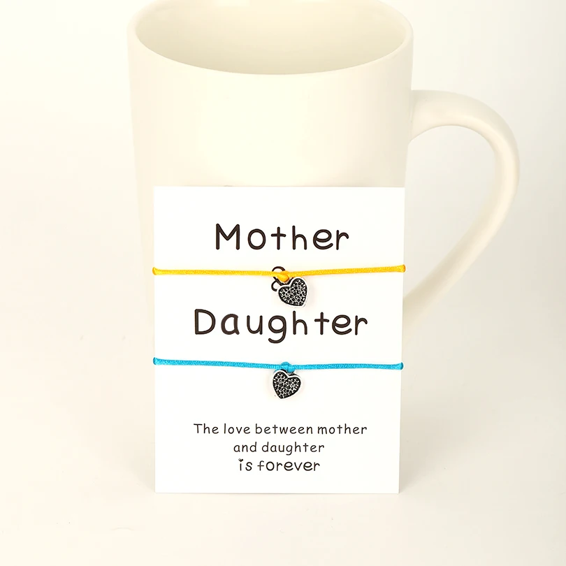 VEKNO Antique Silver Heart Mom and Daughter Bracelet Anniversary Wedding Red String Adjustable Rope Paired Couple Bracelets Set VEKNO Antique Silver Heart Mom and Daughter Bracelet Anniversary Wedding Red String Adjustable Rope Paired Couple Bracelets Set