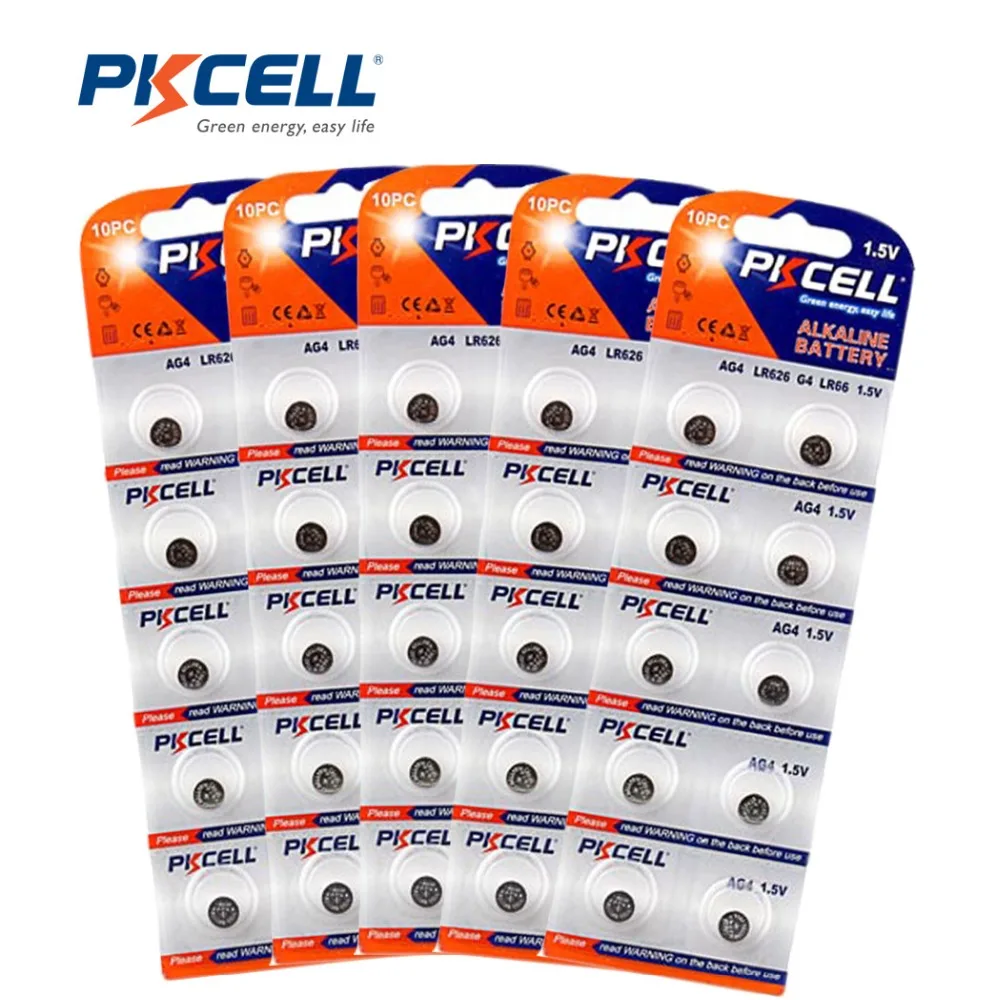 

50PCS/PKCELL AG4 SR626 LR66/177/626 SR66 177 377 LR626 1.5V Button Cell Coin Battery