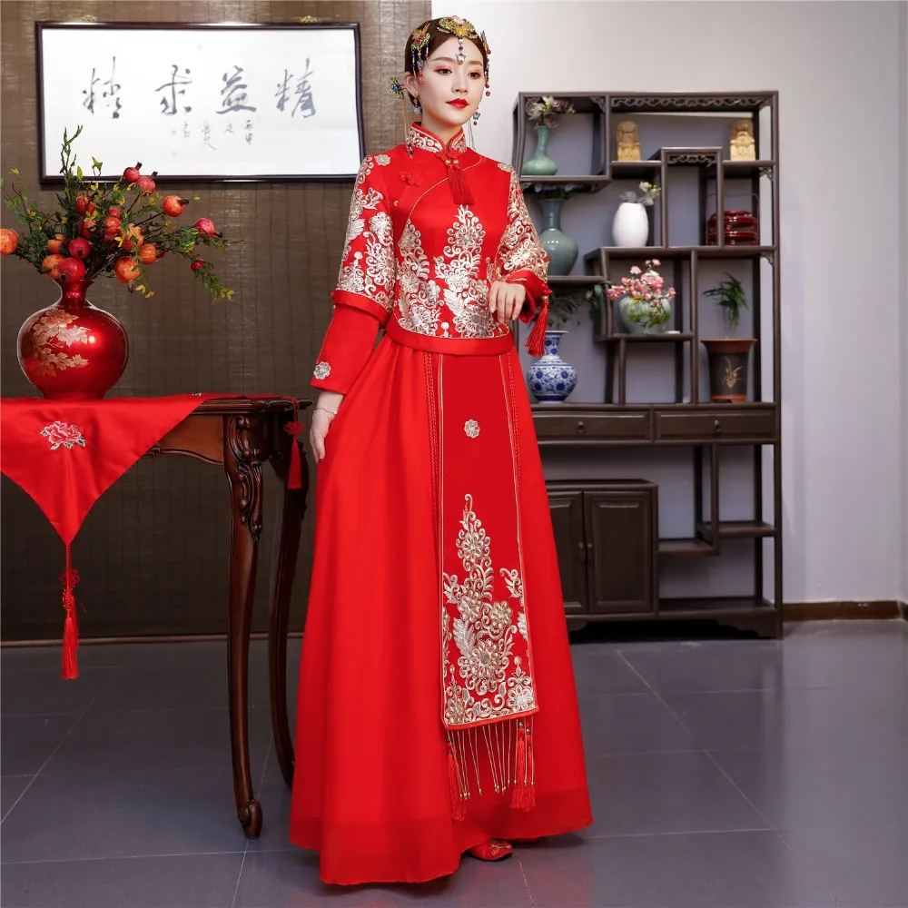 Shanghai Story 2019 XiuHe свадебное платье свадебная одежда китайское красное традиционная