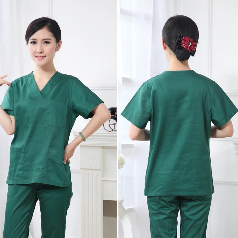 Зеленый хирургический халат хлопок больница белая медицинская одежда хирургический костюм Женская лабораторная одежда Стоматологический Хирургический костюм