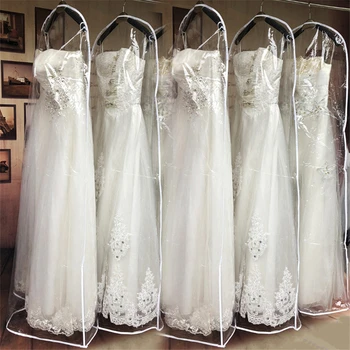 

Transparent For Wedding Dress Dust Cover Larger Waterproof PVC Solid Evening Clothing Garment Bags M1825 Bottom Open Print LOGO
