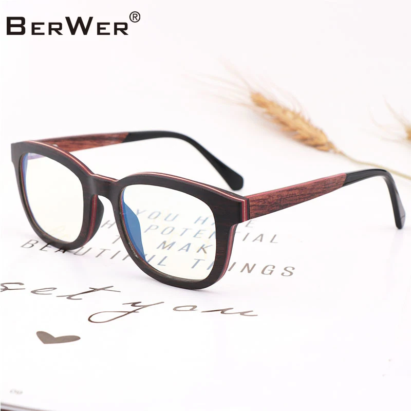 Очки BerWer с защитой от сисветильник деревянные зеркальные плоские очки УФ-лучей