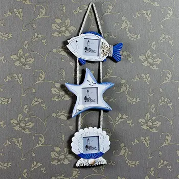 

Nautical Hanging Decor Wood Navy Seashell Starfish Fish Wall Decor Mediterranean Style Decoration