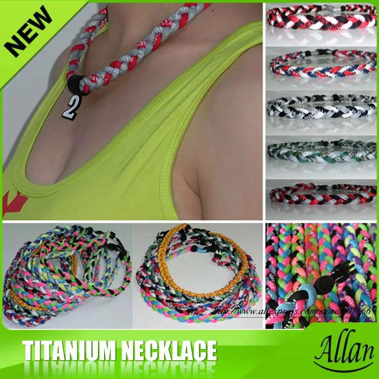 

Wholesale 3 ropes Twisted Health Gemanium Titanium Sport Necklace