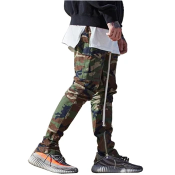 

High Quality fashion 2017 Elastic Waist Long cargo pants joggers casual men camouflage Bottoms zipper hiphop Casual Sweatpants