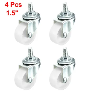 

UXCELL 4pcs 2inch 1.2inch White PP 360 Degree M10x25/M10x15/M8x15mm Threaded Stem Swivel Caster Wheel 44lb 22lb Capacity Each