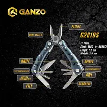Ganzo G2019-S многофункциональные плоскогубцы 11 инструментов в одной ручке Набор отверток портативный складной нож Клещи из нержавеющей стали
