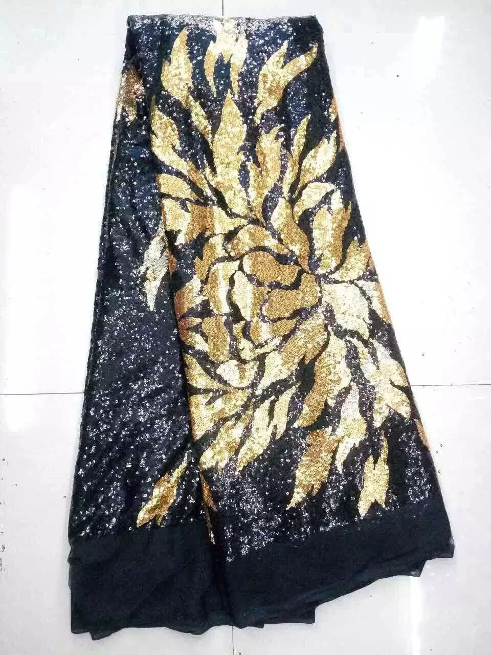 

Hot French Nigerian sequins net lace,African tulle mesh lace fabric high quality for party wedding dress 5yards/lot K-L918