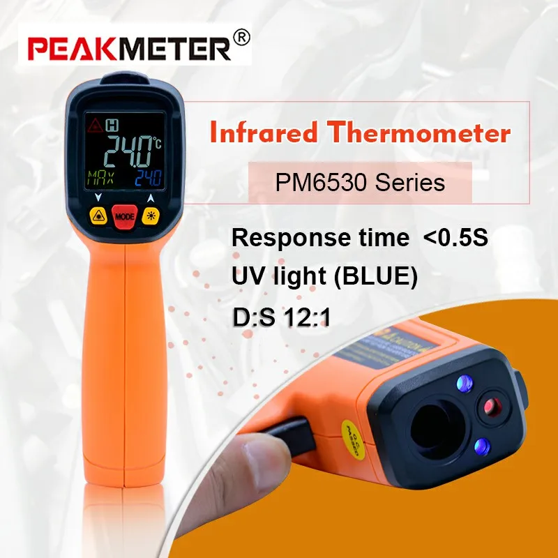 

PEAKMETER Digital temperature testPM6530 series non contact Infrared Thermometer 12:1 K type Ambient UV Light ms6530 thermometer