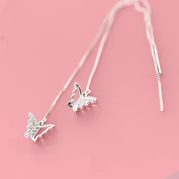 

Best 925 Sterling Silver Earrings Crystal Long Butterfly Drop Earrings for Women Grils Gifts Sterling-silver-jewelry brincos